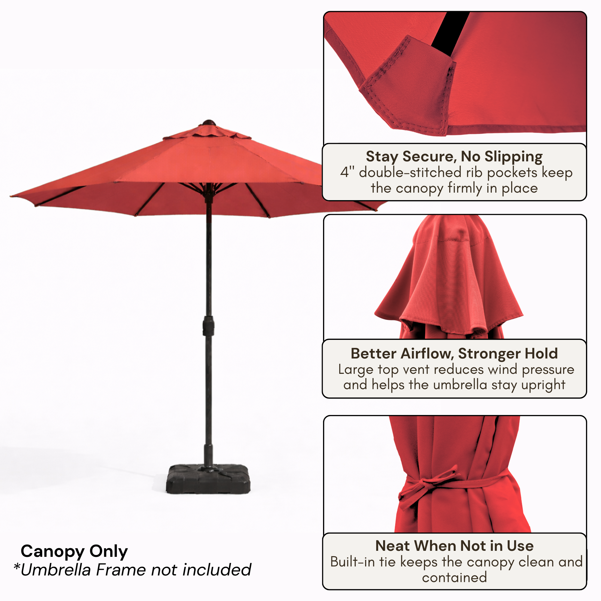 9ft Market Patio Umbrella 8 Rib Replacement Canopy Brick