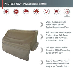 Built-In BBQ Outdoor Gas Grill Cover 30L x 30D 16H Taupe -