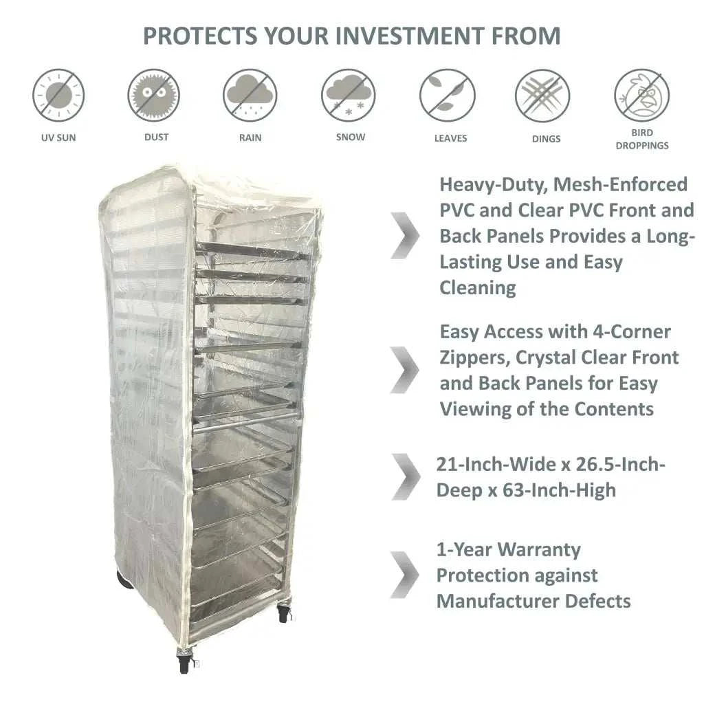 Bun Rack Cover 21W x 26.5D 63H All Clear PVC Panels - Fast