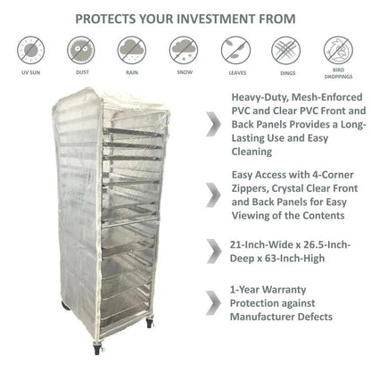 Bun Rack Cover 21W x 26.5D 63H All Clear PVC Panels - Fast