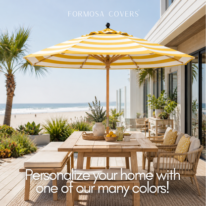 [SHIPS BY 6/16/26] 9ft Market Patio Umbrella 8 Rib Replacement Canopy Yellow Cabana Stripe