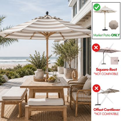 [SHIPS BY 6/16/26] 9ft Market Patio Umbrella 8 Rib Replacement Canopy Beige Cabana Stripe Olefin