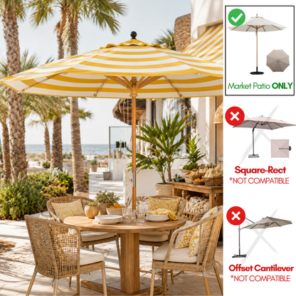[SHIPS BY 6/16/26] 9ft Market Patio Umbrella 8 Rib Replacement Canopy Yellow Cabana Stripe