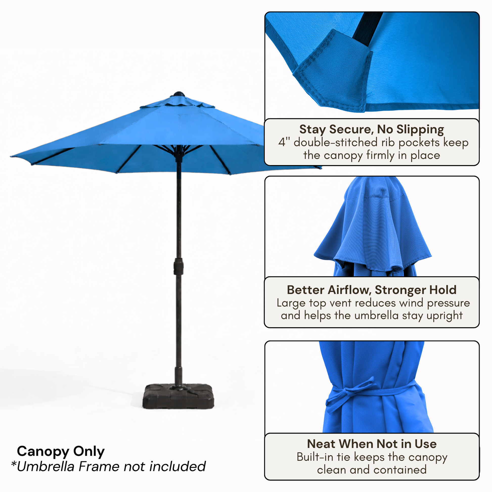 9ft Market Patio Umbrella 6 Rib Replacement Canopy Capri Blue Olefin - Formosa Covers