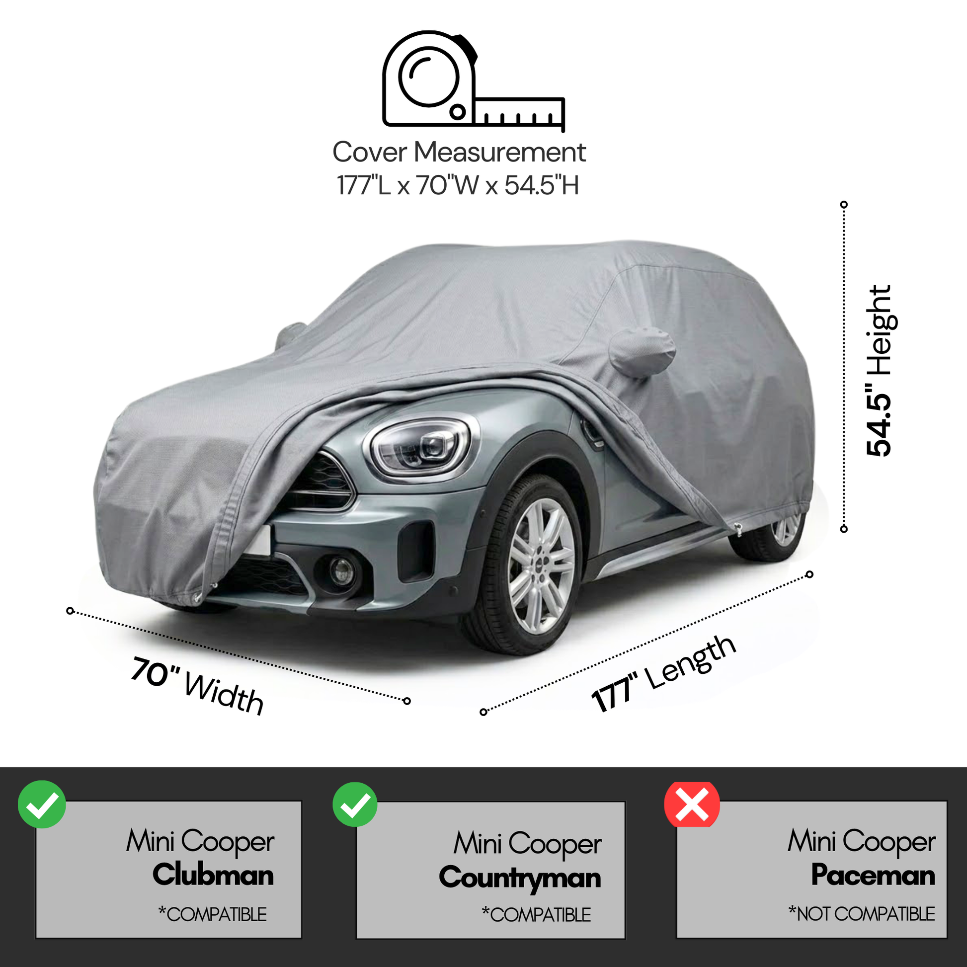Car Cover for Mini Cooper Countryman and Clubman 177"L x 70"W x 54.5"H - Formosa Covers