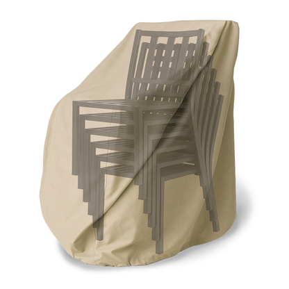 Weatherproof taupe cover for stackable patio chairs, accommodates up to 8 chairs, 32"W x 42"D.