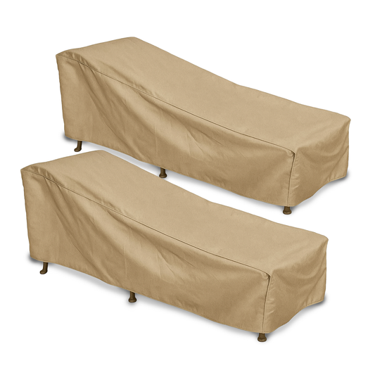 Patio chaise lounge cover 84" in classic taupe, premium weather protection (2 pack).
