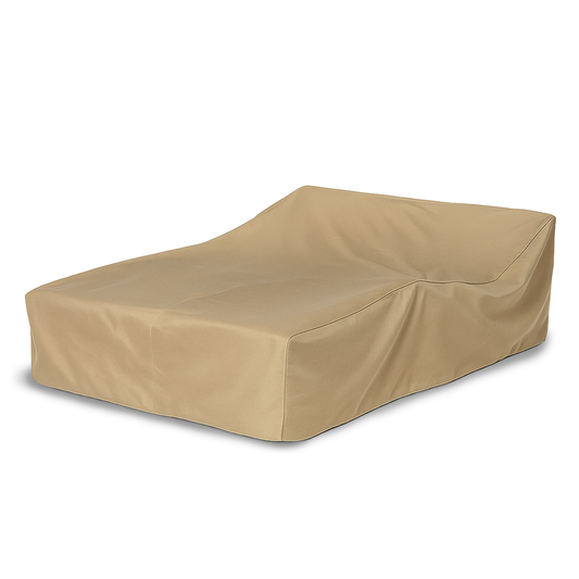 Patio Double Chaise Lounge Cover in Classic Taupe, weatherproof 84"L x 60"W x 24"H, durable and UV-resistant.