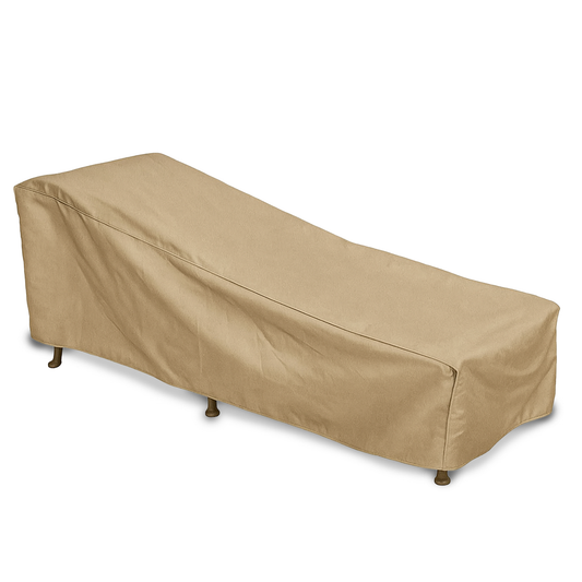 Patio chaise lounge cover 84"L in classic taupe, waterproof and weather-resistant.