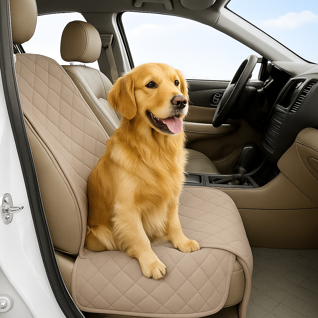 Pet Single Car Seat Cover with Floor Coverage Taupe