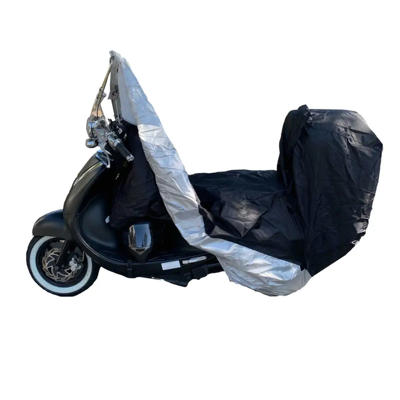 Deluxe Motorcycle Cover with Back Rack Trunk Pouch (L) Black