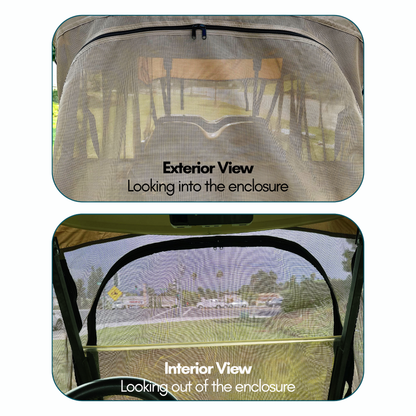 2+2 Passenger Golf Cart Driving Enclosure Cover (4 Passenger Short Roof 58") Texteline Mesh Taupe - Formosa Covers