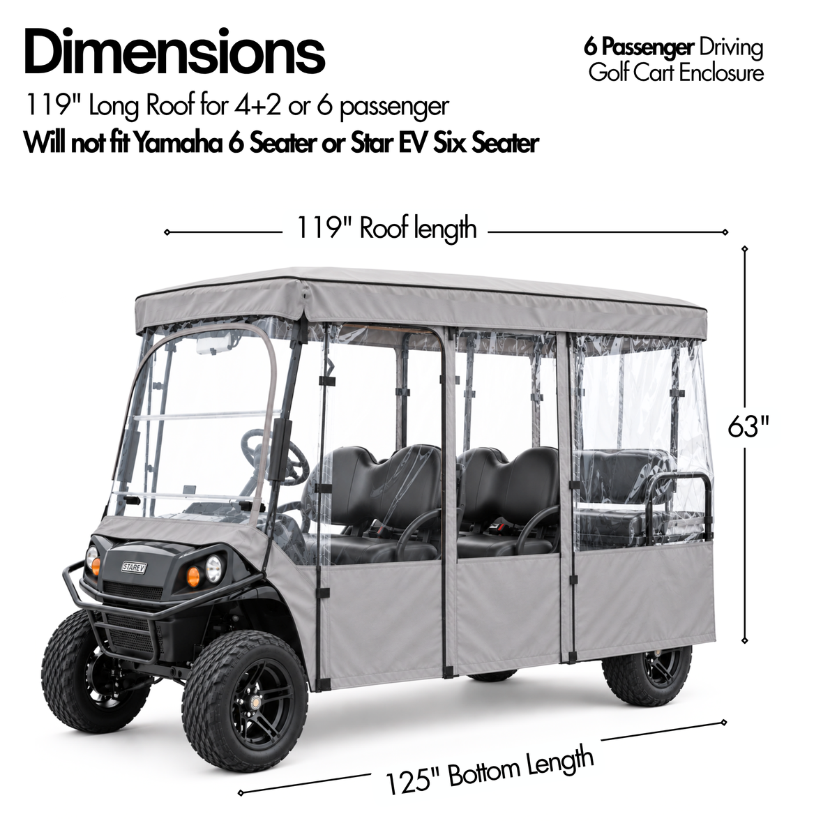 6 Passenger Driving Enclosure Golf Cart Cover fits EZGO 4+2 Bench - Formosa Covers