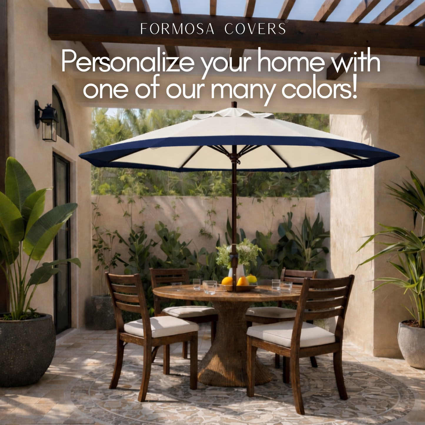 9ft Market Patio Umbrella 8 Rib Replacement Canopy Duet Navy - Formosa Covers