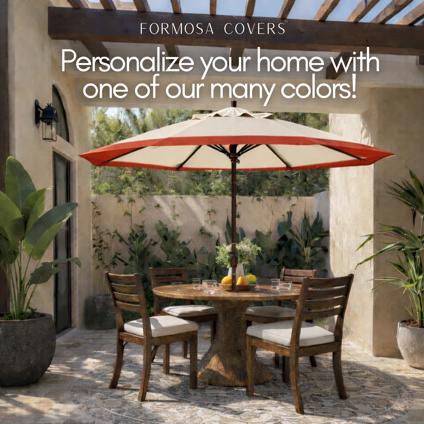 9ft Market Patio Umbrella 6 Rib Replacement Canopy Duet Red - Formosa Covers