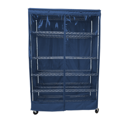 Storage shelving unit cover in dusty blue with clear PVC panel, fits 48