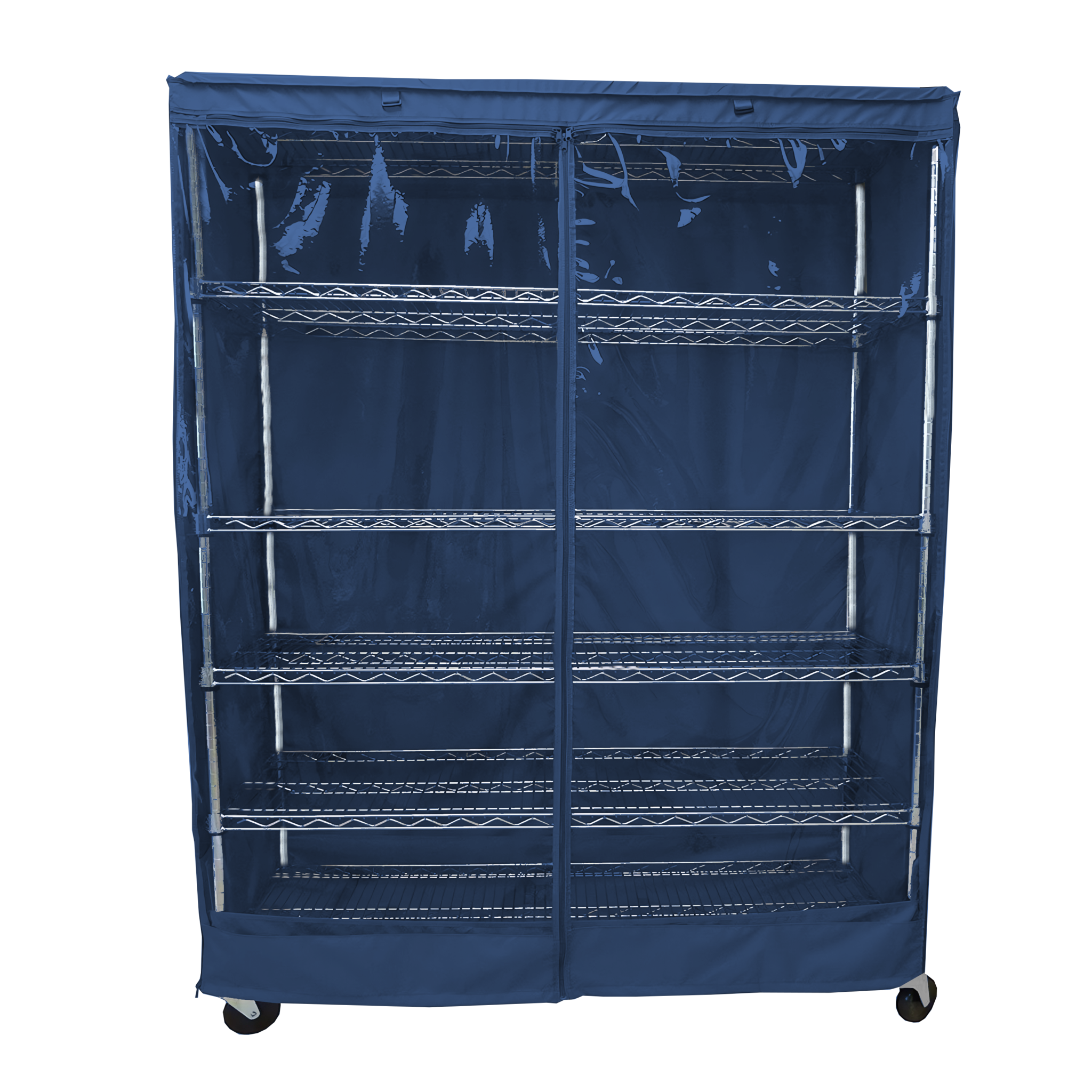 Dusty Blue storage shelving unit cover with see-through panel fitting 60