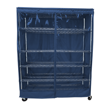 Dusty Blue storage shelving unit cover with see-through panel fitting 60"W x 24"D x 72"H racks.