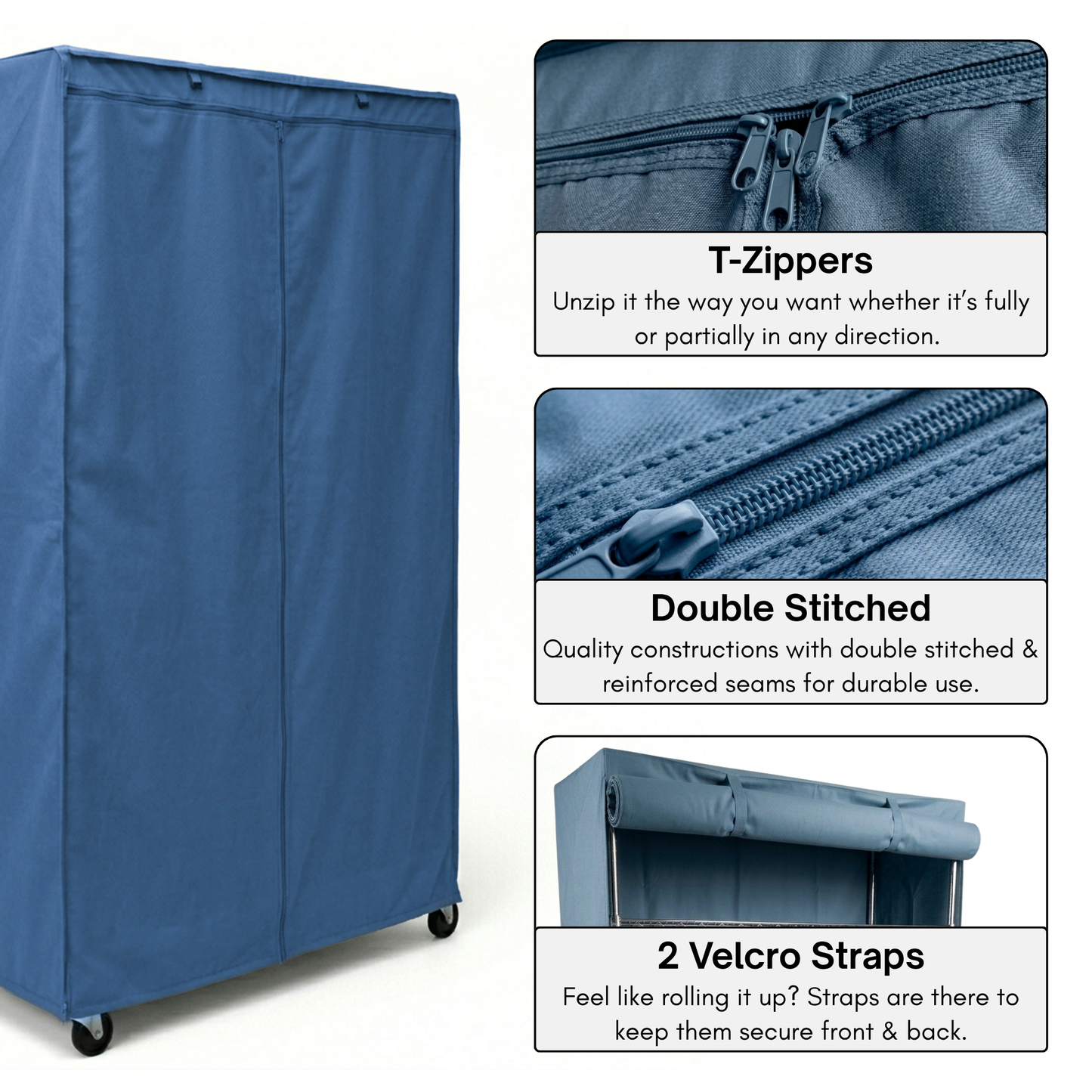 Storage Shelving Unit Cover, fits racks 36"W x 18"D x 72"H in Dusty Blue