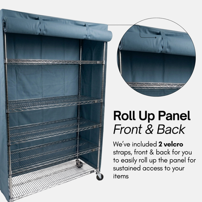 Storage Shelving Unit Cover, fits racks 36"W x 18"D x 72"H in Dusty Blue