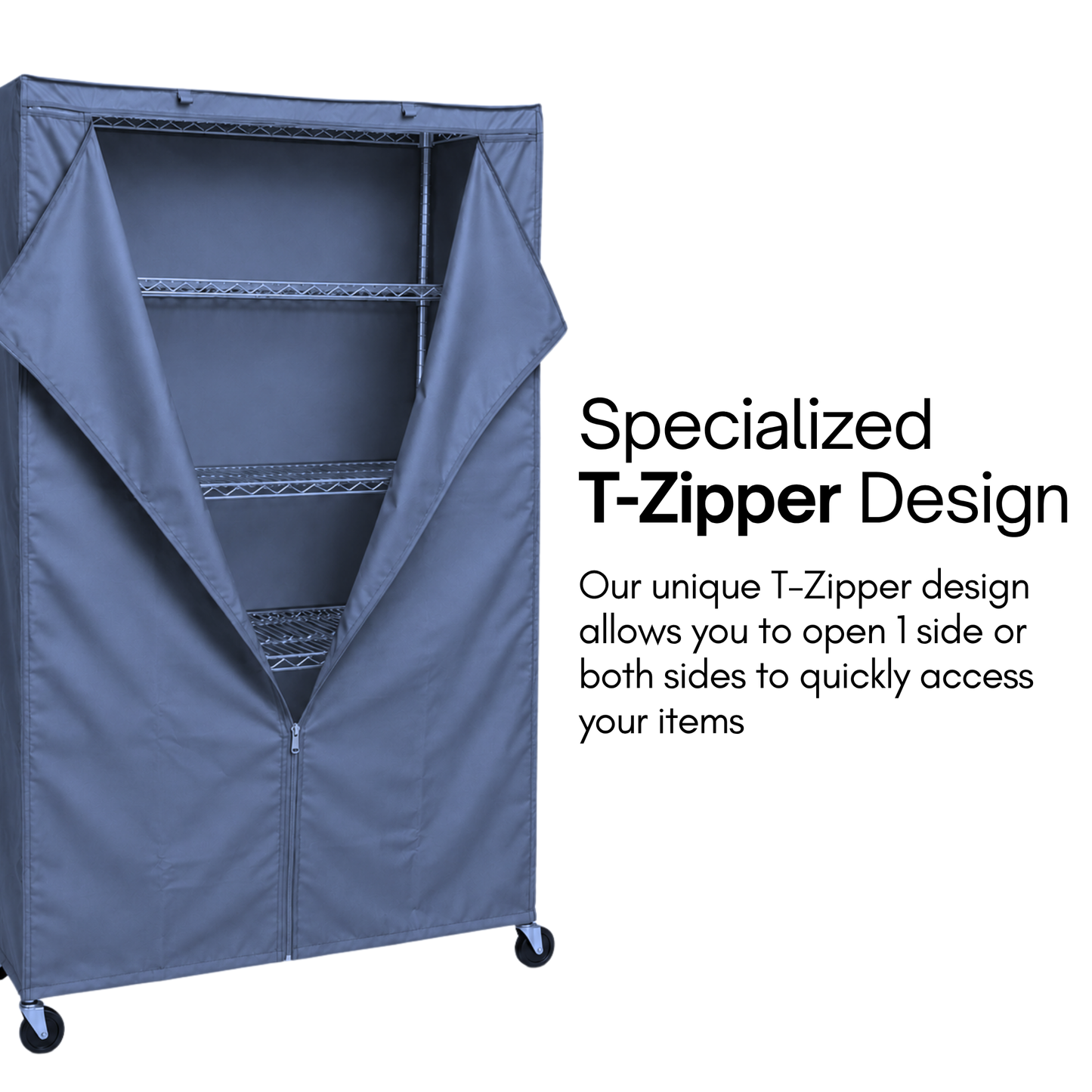 Storage Shelving Unit Cover, fits racks 36"W x 18"D x 72"H in Dusty Blue