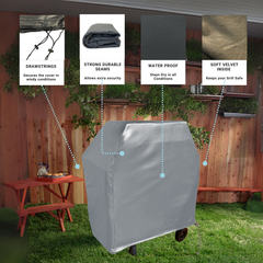 Outdoor scene featuring a Formosa Covers BBQ Outdoor Grill Cover 36