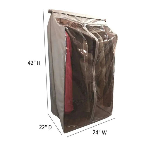 Full Garment Rack Cover Closet Rod 24W x 22D 42H Beige -