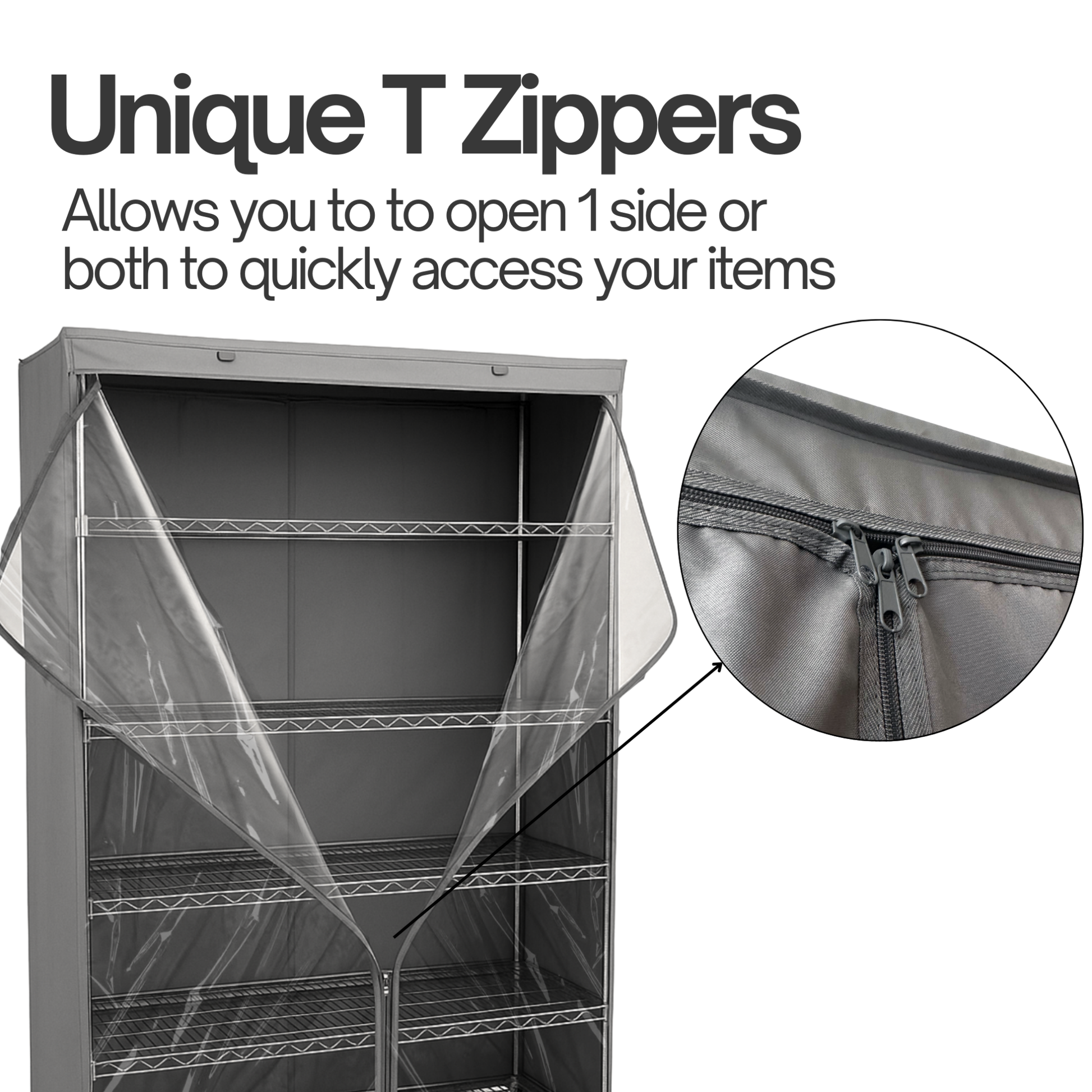 Storage Shelving Unit Cover, fits racks 72"W x 24"D x 75"H one side see through panel in Grey - Formosa Covers