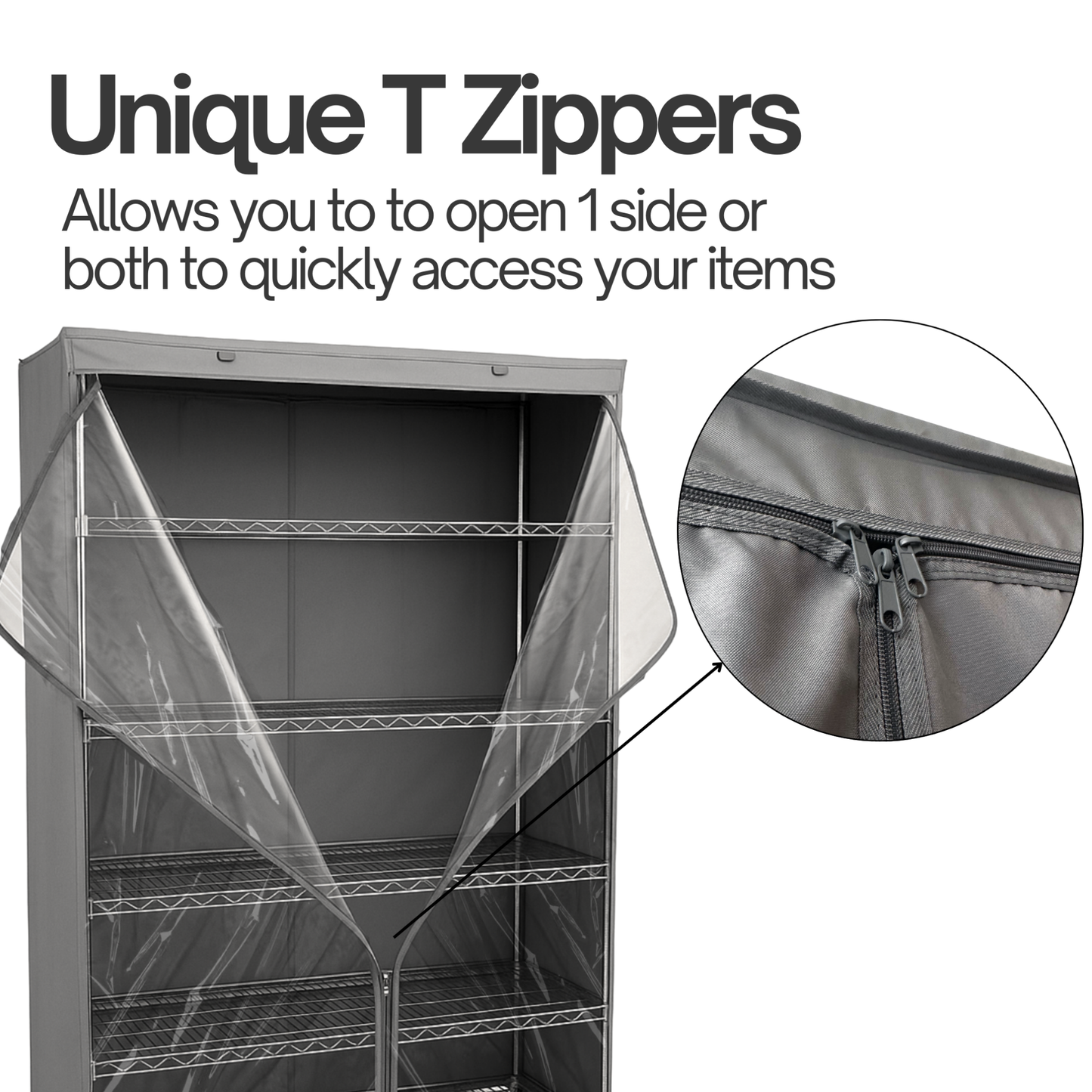 Storage Shelving Unit Cover, fits racks 48"W x 24"D x 72"H one side see through panel in Grey - 6 Pack - Formosa Covers