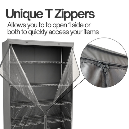 Storage Shelving Unit Cover, fits racks 48"W x 24"D x 72"H one side see through panel in Grey - 6 Pack - Formosa Covers