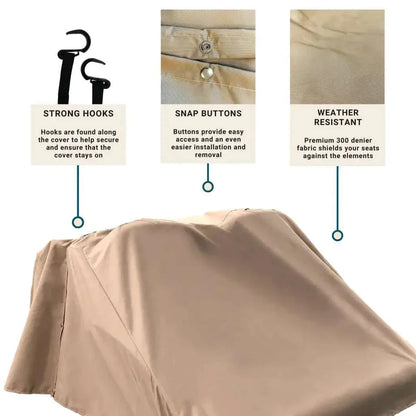 Golf Cart Seat Cover in Taupe 300 Denier Polyester - Covers