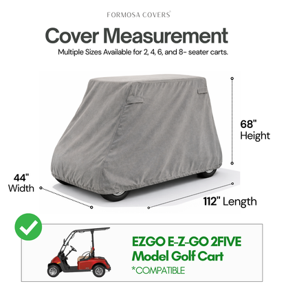 2 Passenger Golf Cart Storage Cover for E-Z-GO 2FIVE, Grey - Formosa Covers