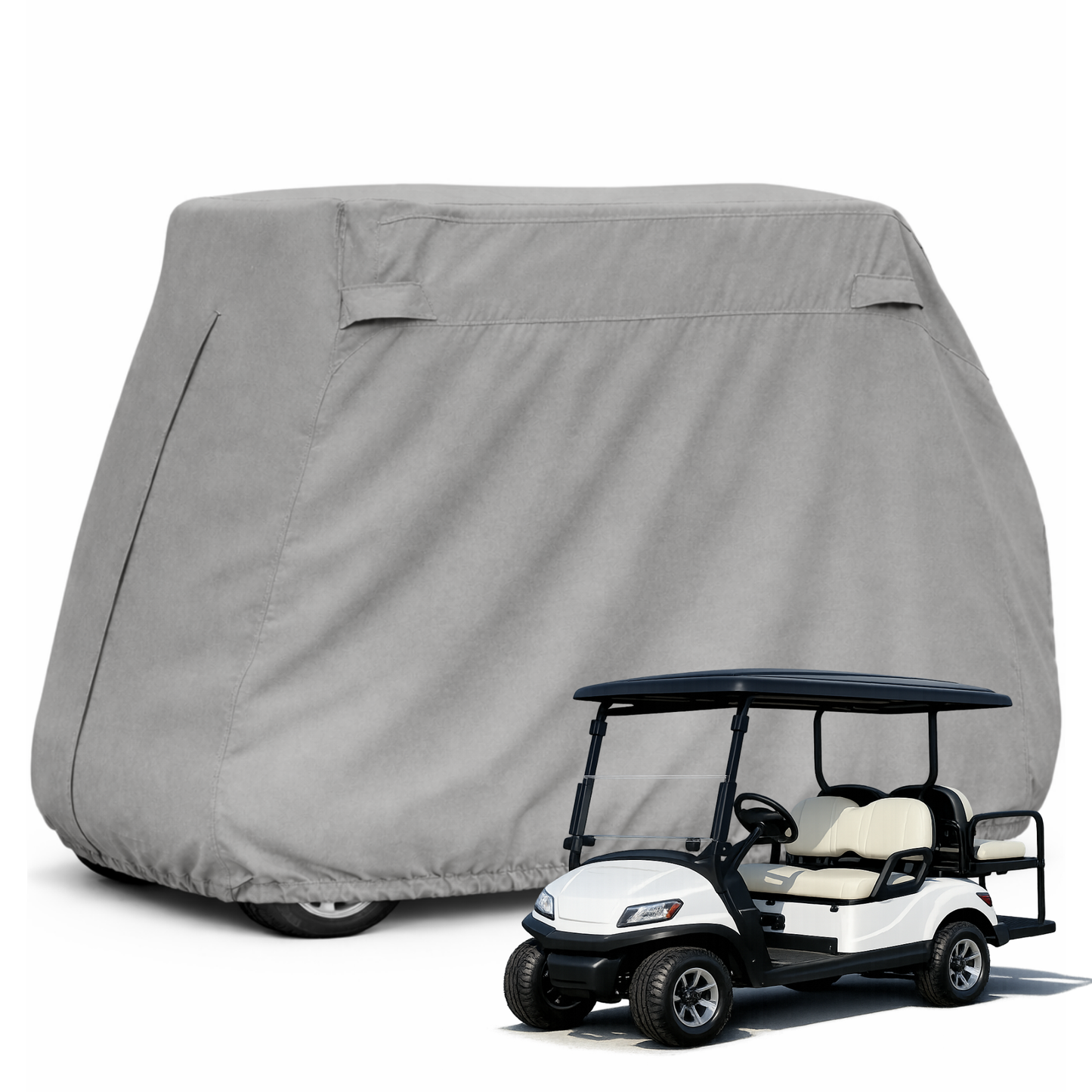 Grey 2+2 passenger golf cart storage cover for 4-seater short roof up to 58 inches