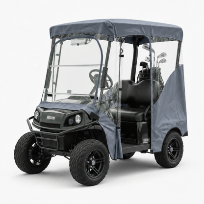 2 Passenger Driveable Golf Cart Enclosure Golf Cart Rain Cover YKK Door Zippers - Grey