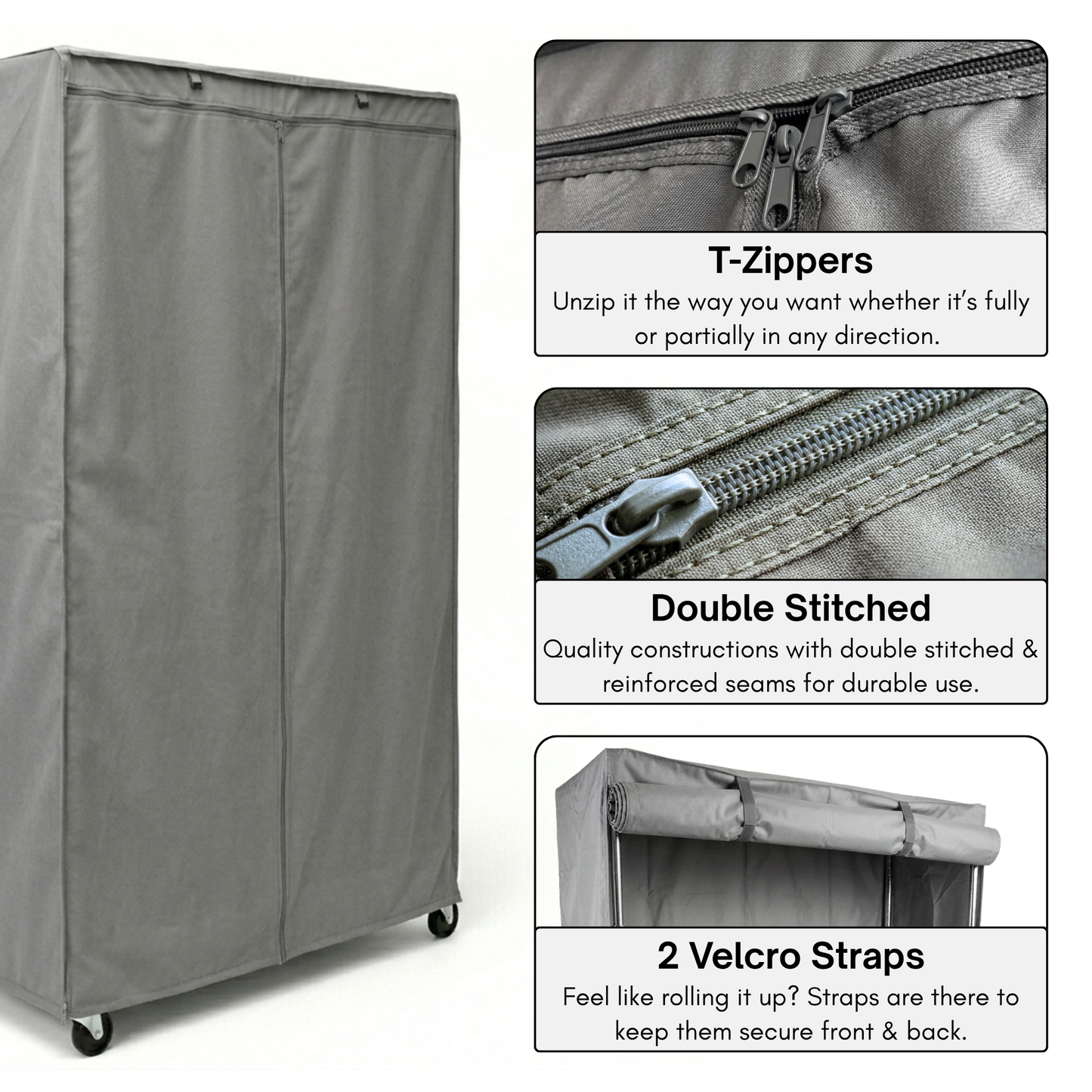 Storage Shelving Unit Cover, fits racks 72"W x 24"D x 75"H in Grey - Formosa Covers