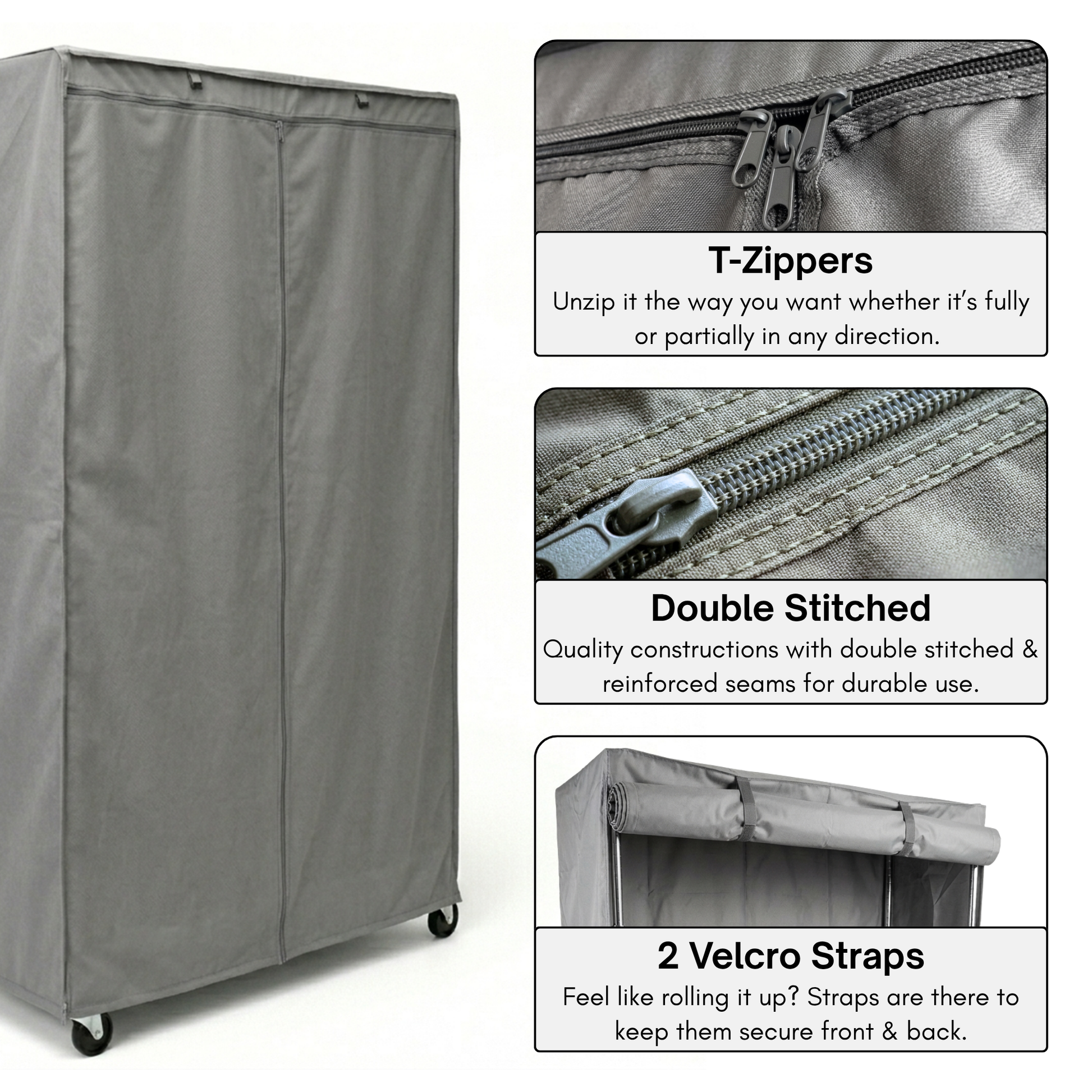 Storage Shelving Unit Cover, fits racks 72"W x 24"D x 75"H in Grey - Formosa Covers
