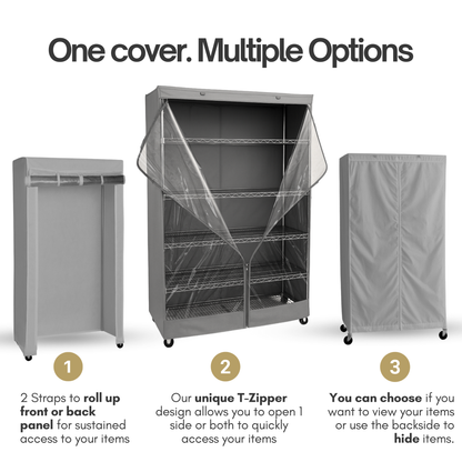Storage Shelving Unit Cover, fits racks 48"W x 24"D x 72"H one side see through panel in Grey - 6 Pack - Formosa Covers