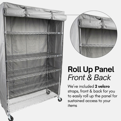 Storage Shelving Unit Cover, fits racks 72"W x 24"D x 75"H in Grey - Formosa Covers