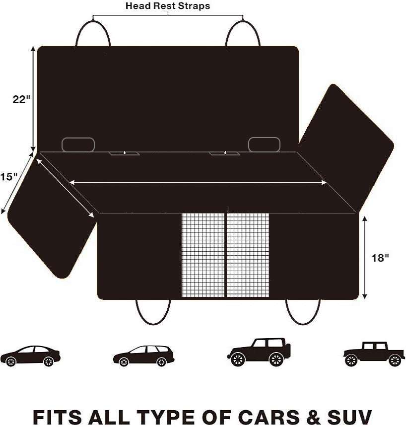 Pet Car Seat Hammock Cover with Mesh Window - Formosa Covers