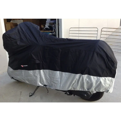 Heavy Duty Motorcycle Cover with Cable & Lock (L) Black -