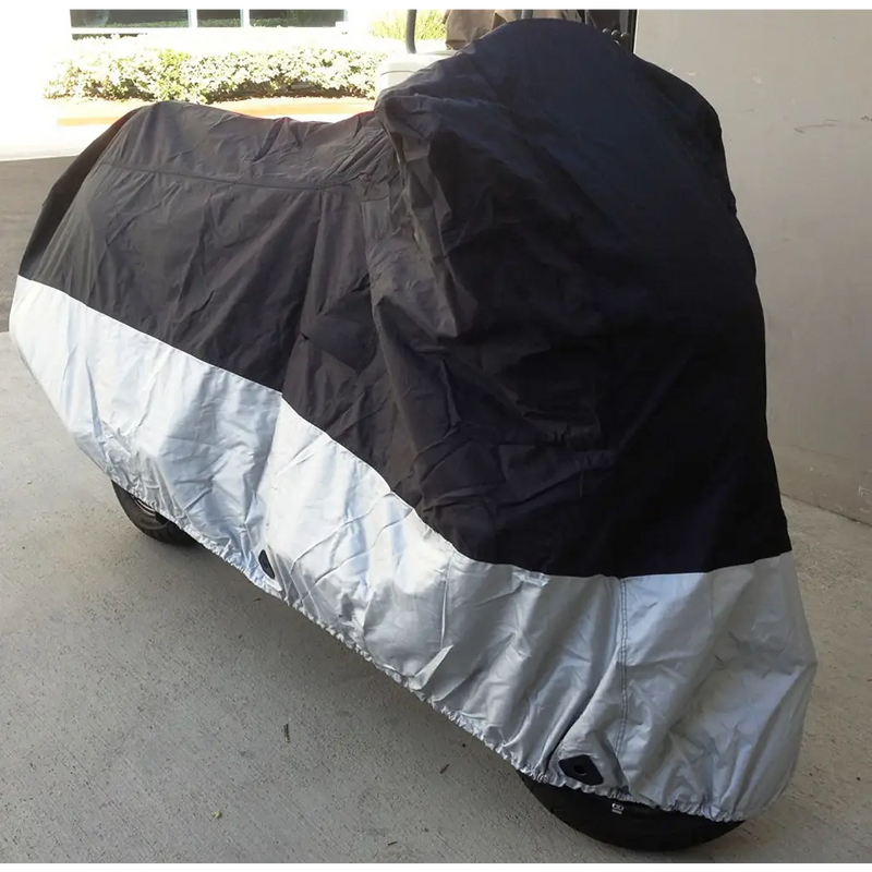 Heavy Duty Motorcycle Cover with Cable & Lock (XL) Black -