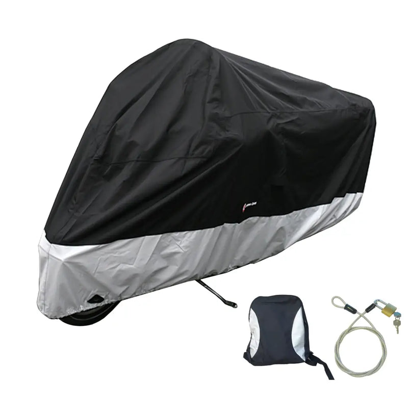 Heavy Duty Motorcycle Cover with Cable & Lock (XXL) Black -