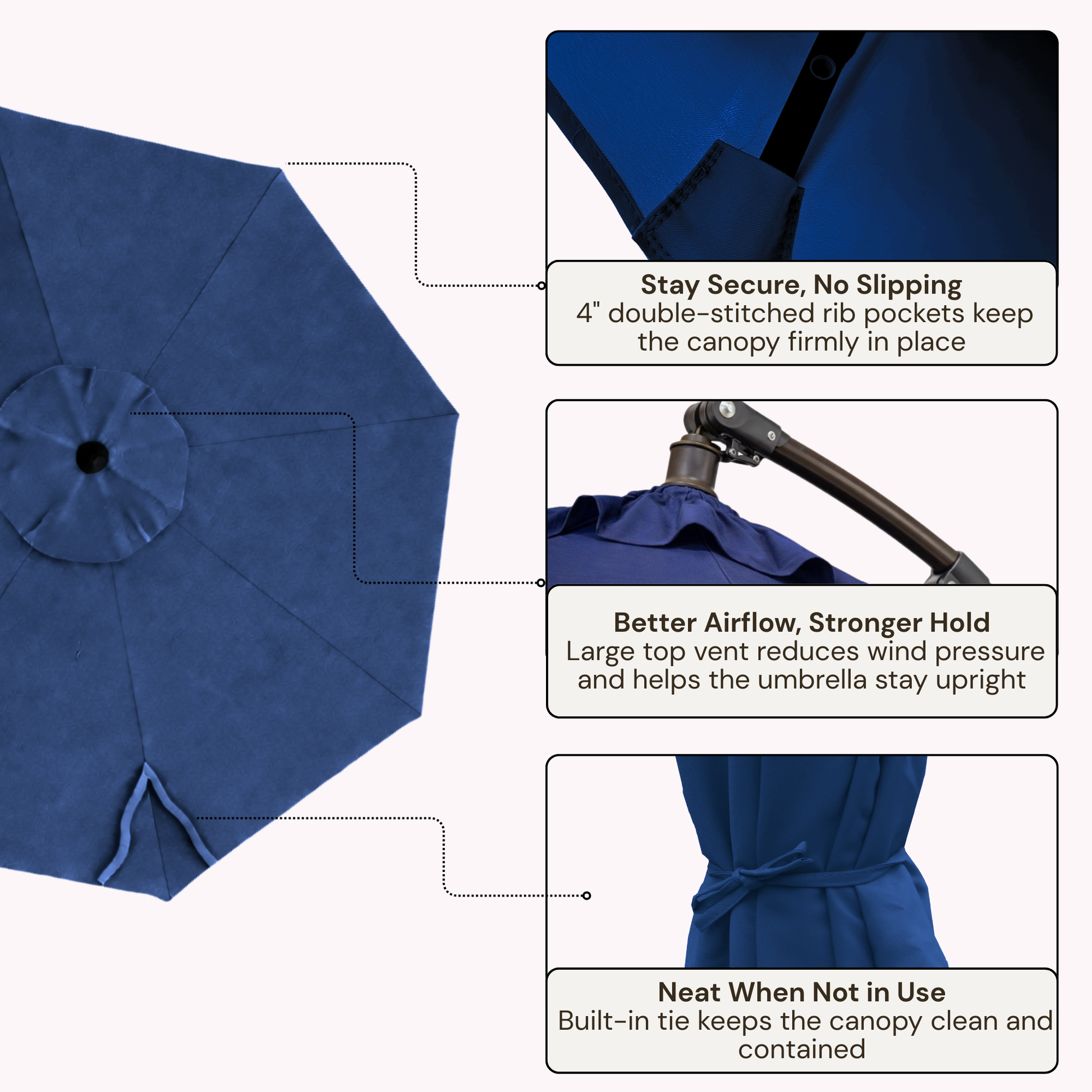 11ft Cantilever Hanging Umbrella 8 Rib Replacement Canopy Navy Olefin - Formosa Covers