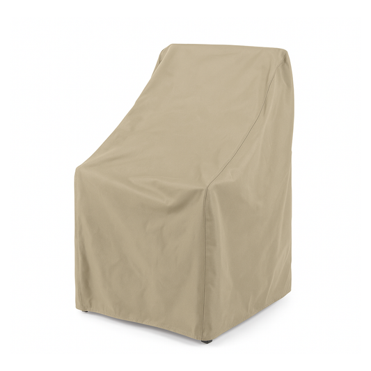 Patio high back dining chair cover in classic taupe, water-resistant, UV-treated, 27" L x 42" H.