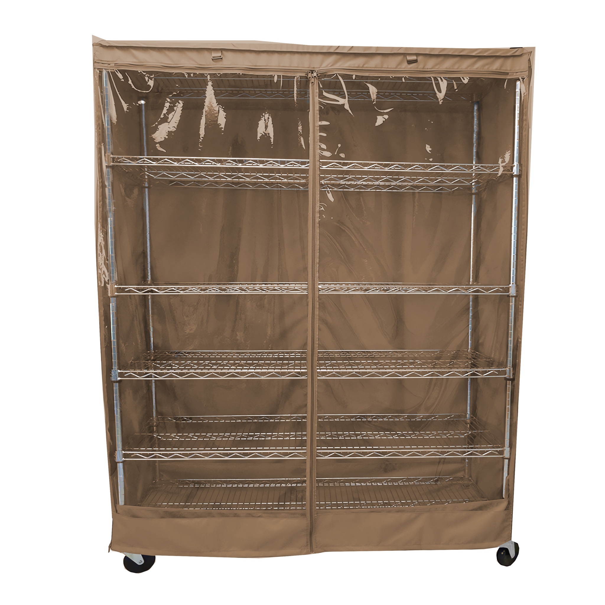Storage shelving unit cover with see-through panel, fits 60
