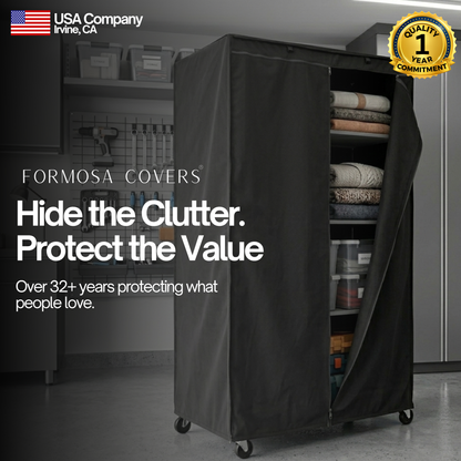 Storage Shelving Unit Cover, fits racks 48"W x 18"D x 72"H in Black - Formosa Covers