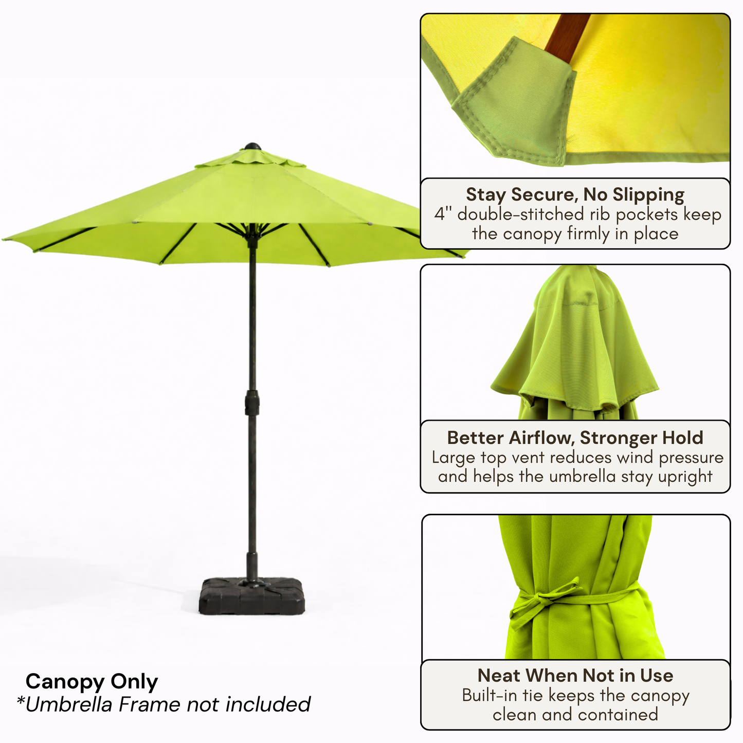 9ft Market Patio Umbrella 8 Rib Replacement Canopy Avocado Lime Green - Formosa Covers