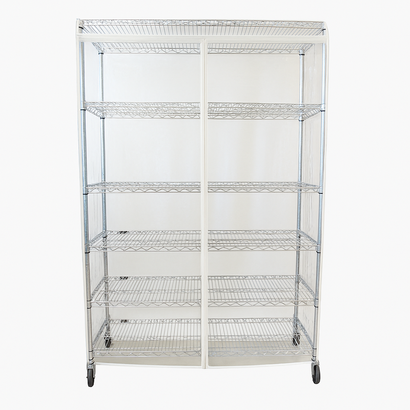 Clear PVC storage shelving unit cover for 36"W x 18"D x 72"H racks with front roll-up panel and corner zippers