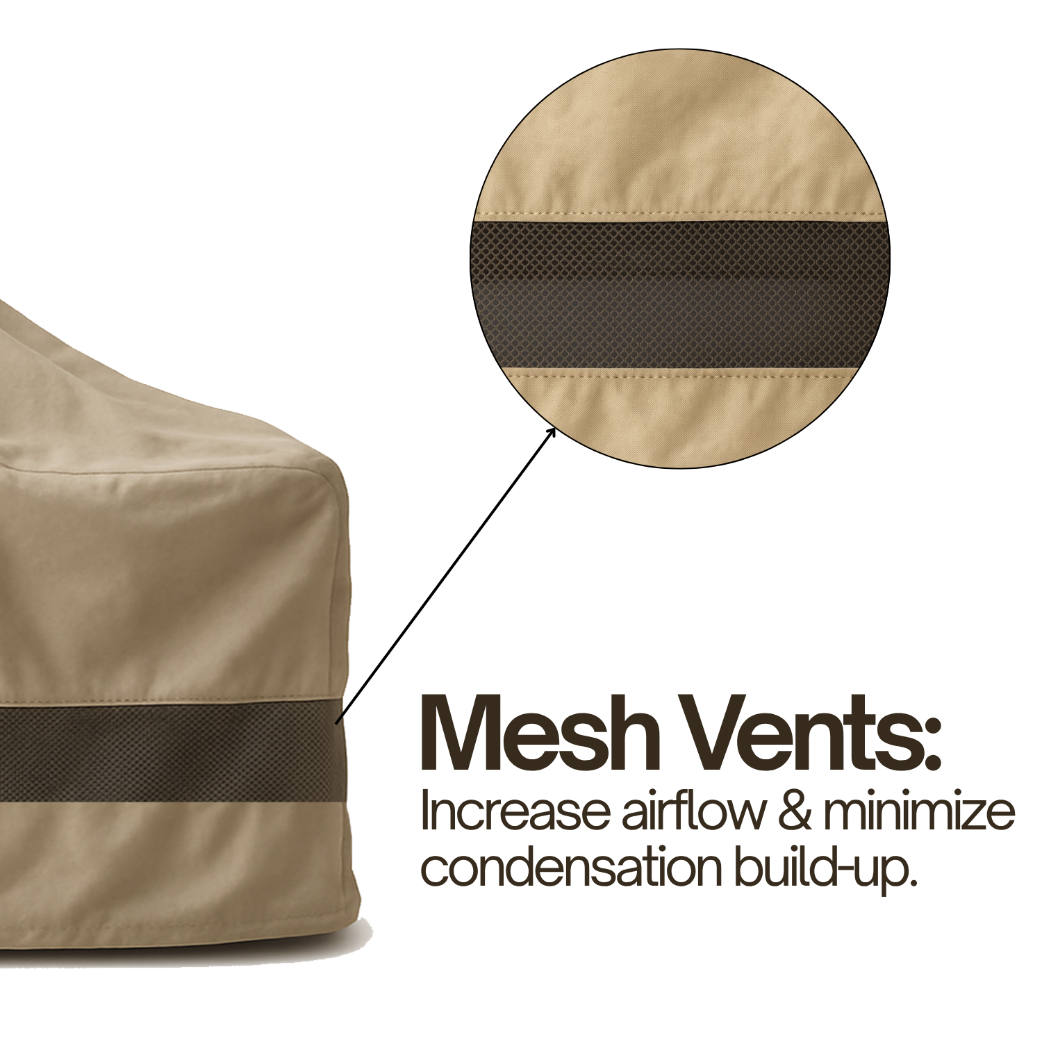Island BBQ Outdoor Grill Cover 76" taupe with mesh vents for airflow and weather-resistant fabric