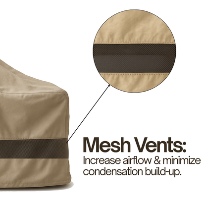 Island BBQ Outdoor Grill Cover 76" taupe with mesh vents for airflow and weather-resistant fabric